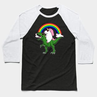 Unicorn Riding Dinosaur T Shirt T rex Kids Girls Baseball T-Shirt